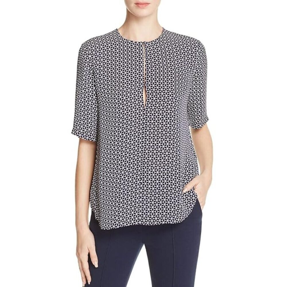 Theory Women's Antazie Tile Geo Top Silk Size P XS